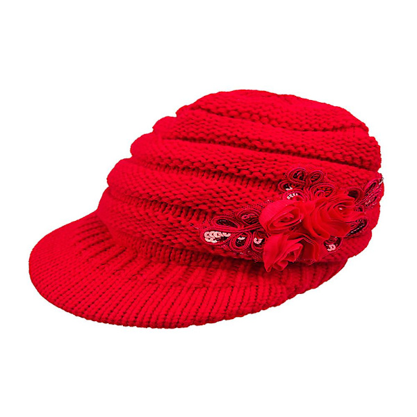 Vinterlue for kvinner, varm lue, rød - L (58-60 cm)
