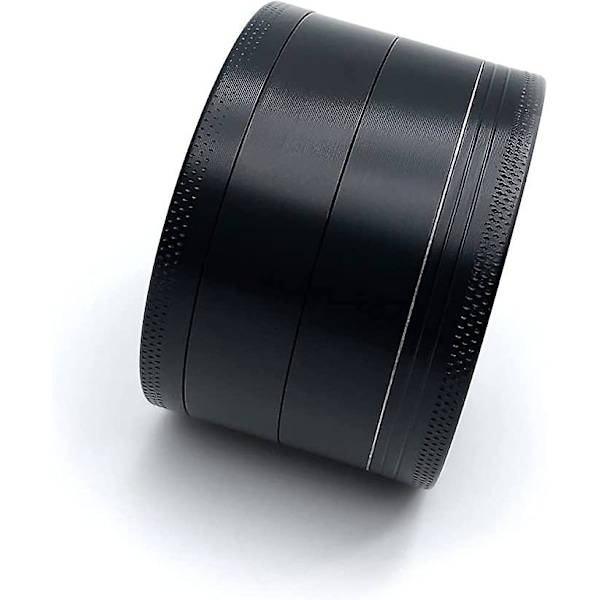 Stor 2,4\" (63 mm) krydderikværn i zinklegering i 4 dele sort (sort)