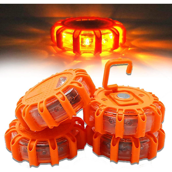 1/2/3/4 Pack Led Säkerhets Facklor Väg Nödljus Vägkanten Säkerhet Blinkande Varnings Fackla Ljus Kit Beacon Disc,4Pcs