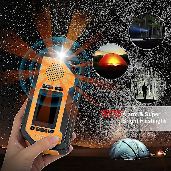 Nödhandvevad Solradio - Bärbar AM/FM/NOAA Väderradio, Med Mobiltelefonladdare