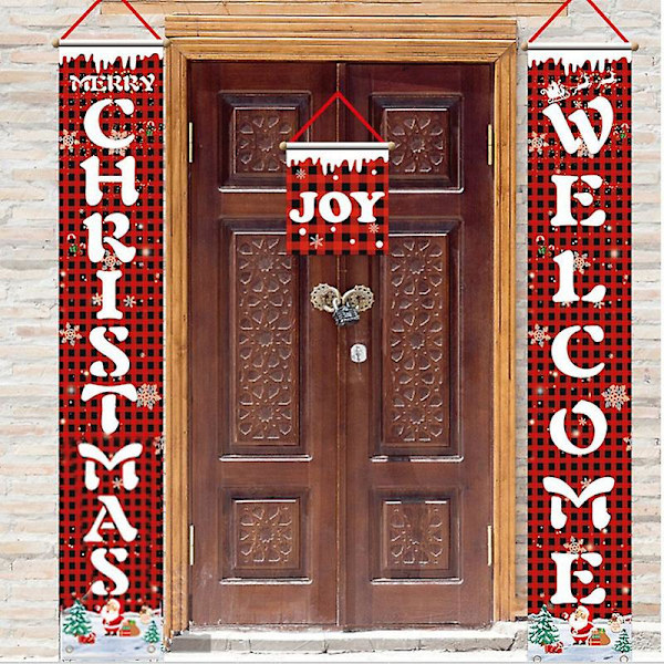 Evago God Jul Veranda Banner Jul Välkommen Koppling Jul Veranda Skylt För Framdörr Inomhus Heminredning (2)