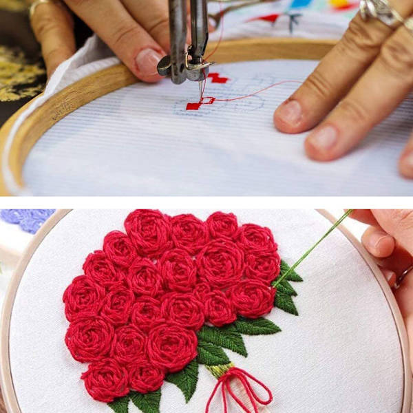 6 st vita broderade canvas i canvas