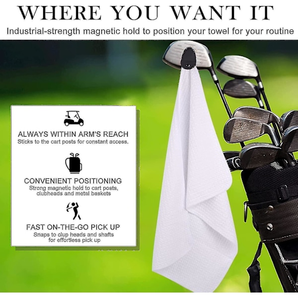 Magnetisk Golfhåndklæde Mikrofiber Waffle Mønster Sport Håndklæde Med Stærkeste Magnet Fastgøres Til G