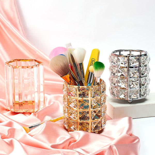 Håndlavet krystal makeup børsteholder Øjenbryn Pencil Pen Cup Collection Kosmetisk opbevaringsorganisering til forfængelighed, badeværelse, soveværelse, kontorbord