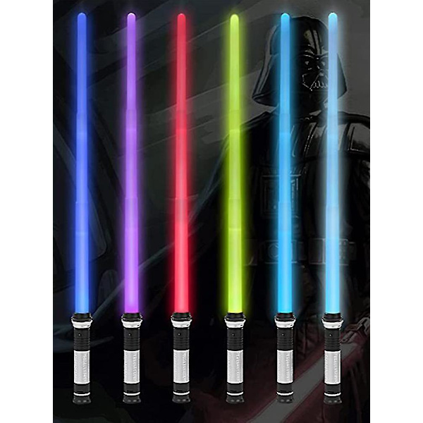 Ljus upp sabel 2-pack teleskopisk hopfällbar lasersvärd 2in1 Led + Ljudeffekter (rörelsesensor) Dubbelbladig dubbelt ljus upp svärd för barn presenter för Ch