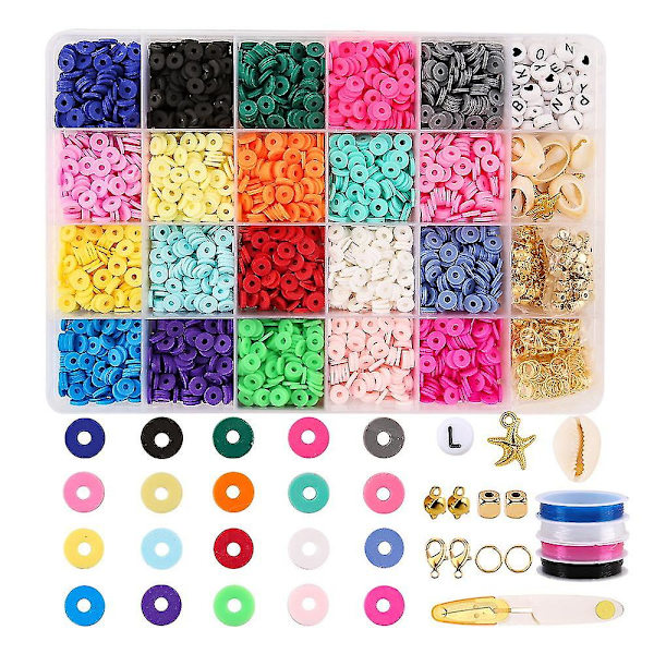 24 Ruter Myke Keramikkuler Sett Myk Keramikkule Perling Pcv Blanding Leireperler Diy Laging Armbånd Halskjede