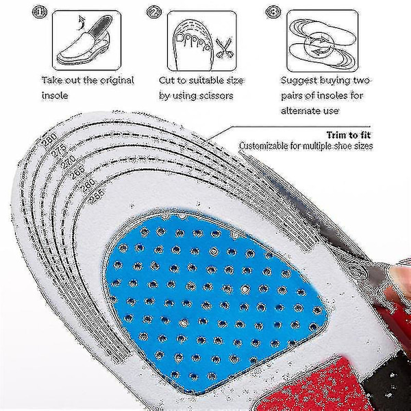 Klippbare silikon skoinnlegg, fri størrelse, menn og kvinner, ortopedisk hvelvstøtte, sports skoinnlegg, myk løpeinnlegg, pute (35-40 yards)