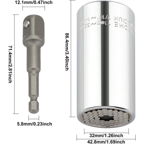 11-32mm Multifunktionell Hylsa med Förlängningsstång Adapter