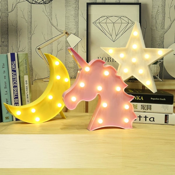 Designer Star Marquee Sign Lights, Varmvit LED-lampa - Vardagsrum, Sovrumsbord & Vägg Juldekoration för barn & vuxna - Batteri Po