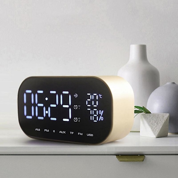 S2 Bluetooth Subwoofers, Dubbel Tri-Fold Spegel Funktion Mini Alarm Stereo Högtalare Sängbord