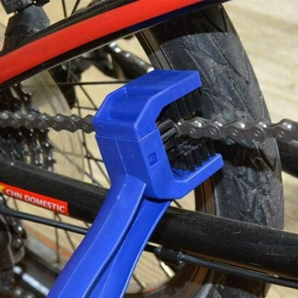 Cykelrengöring, Motorcykelkedjerengöringsborste för motorcykel, Rengöringsverktyg för motorcykelborstar Cykelkedjerengörare MTB-rengöringssats för cykelrengöring (rödblå)