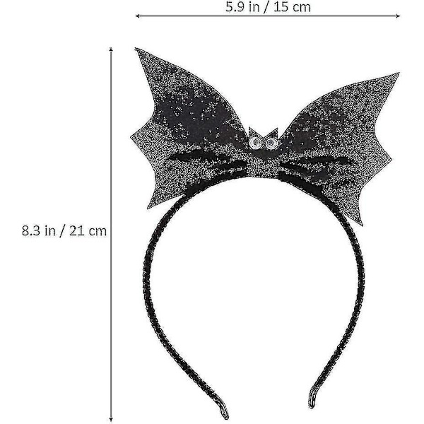 Halloween Hodebånd med Sekvens Flaggermus Hårbånd Kreativt Hårbånd Slitesterkt Søtt Festdekorasjoner Rekvisitter For Kvinner Jenter Svart 1stk