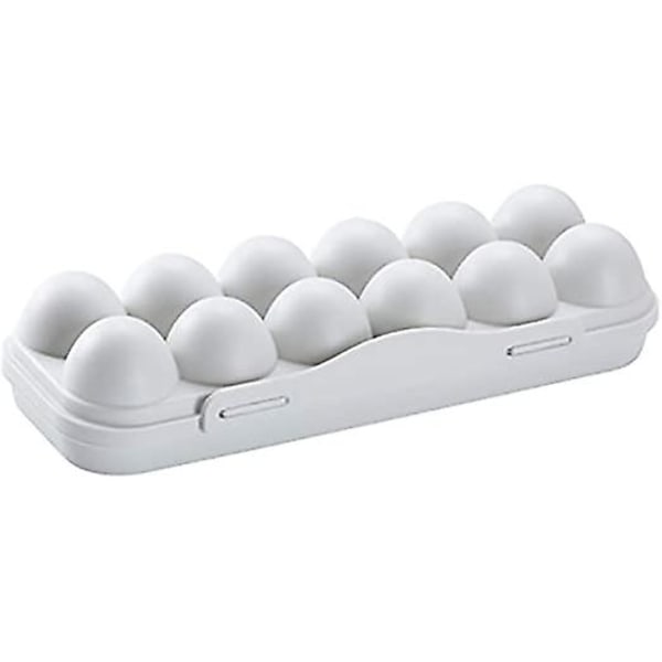 Eggoppbevaringsboks i plast med lokk for 12 egg, egnet for kjøleskap, utendørs(grå)