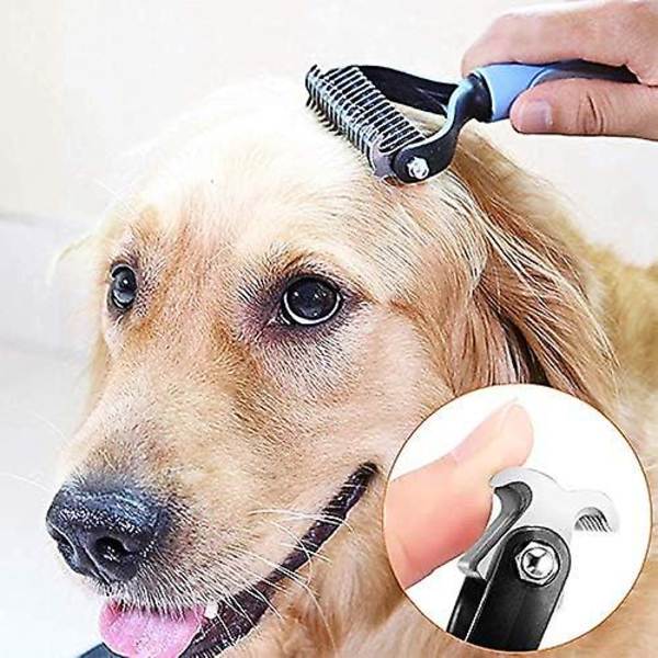 Hunde børste kæledyr lang kam skridsikker metal kam dobbeltsidet professionel hundekam og lang håret hundebørste
