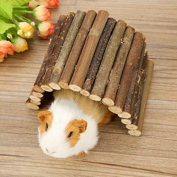 Gnaverlegetøj Træ Kæledyr Hegn Krybdyr Legetøj Skildpadde Hamster Firben Skjulested Hide Hul Trompet