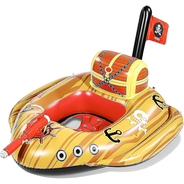 Uppblåsbar Båt för Barn, Pool Float, Simbassäng Float Leksak Squirt, Sjö Float, Vattenleksak, Pirat Float