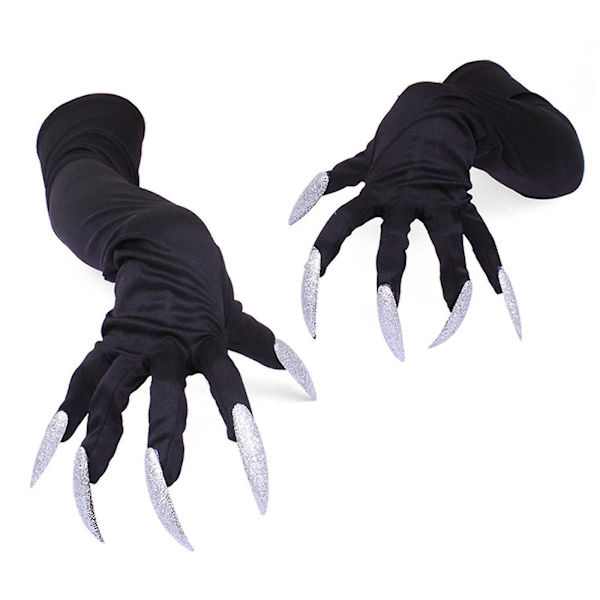 Andra Dekorationer för Jul Halloween Lång Spök Klor Svarta Handskar Roliga Handskar Långa Naglar Klä Upp Handske;(svart)(2st)