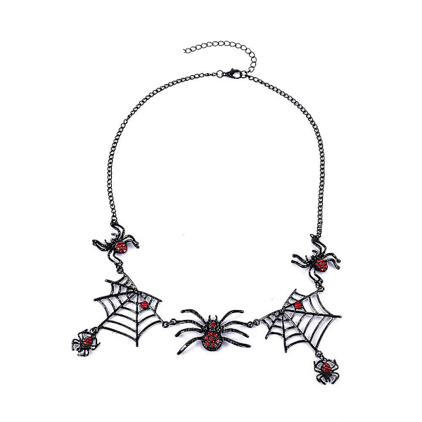 Personlig Kort Kædekæde Retro Gothic Overdreven Sort Edderkoppespind Halskæde Halloween Gave