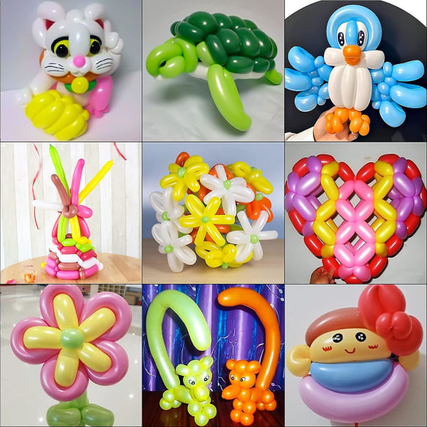 260 stk modelleringsballonger, magiske ballonger, flerfargede lange ballonger, lateksballonger for