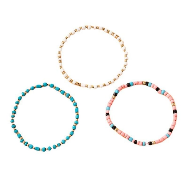 Etnisk stil armband smycken färgglada rispärlor tre-lagers armband enkelt pärlstav flerlagers armband