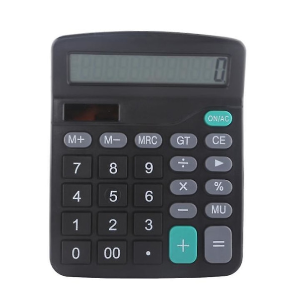 Kalkulator, 12-sifret solcellebatteri grunnleggende kalkulator, solcellebatteri dobbel strøm med stor LCD-skjerm Kontorkalkulatorer