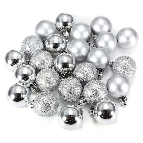 24 st 3 cm Plastjulkulor Julgransprydnader Hemfest Hängande Dekorationer (Roseröd)