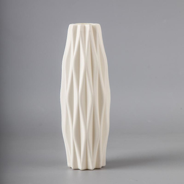 Blomvaser, moderna för hem, vardagsrum, mittpunkter och evenemangsdekoration 7,5 x 7,5 x 21 cm - Vit