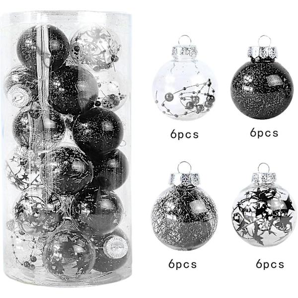 24 st julgranspynt 6 cm/2,36 tum Färgade Plast Transparenta Kulor Set Osplitterliga Målade Kulor