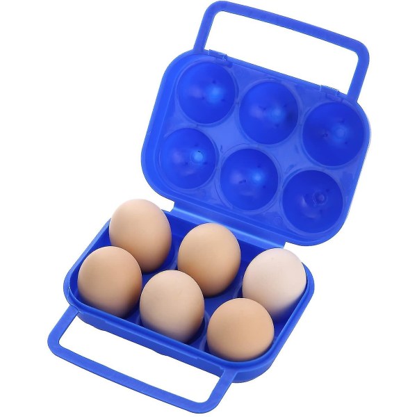 Bärbar ägghållare med 6 galler, ägghållare med handtag, ägg stötsäker behållare för camping, case