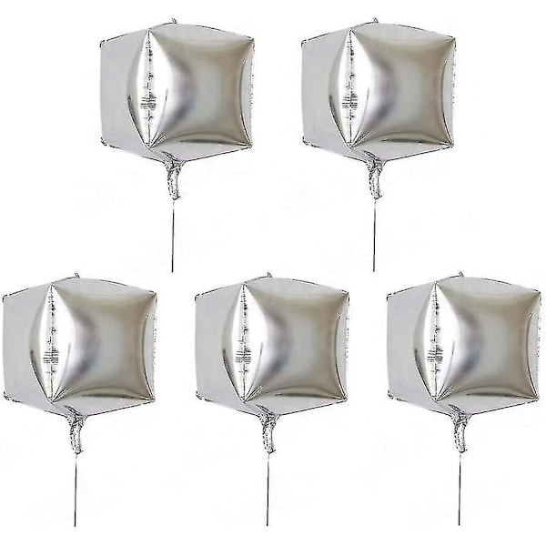 Kvadratiske Folieballoner 24 Tommer, Aluminium Folieballon I Form Af Kvadrat Til Bryllup, Bryllup, Fødselsdagsfest Dekoration (Sølv) (5 stk)