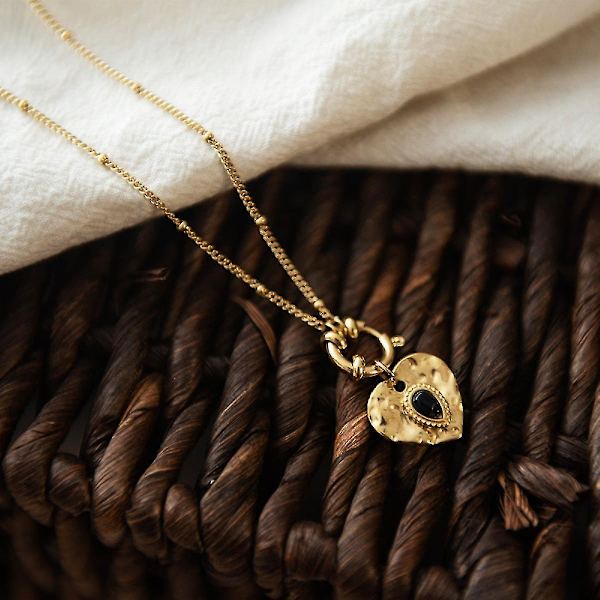 Miniatyr gull hjerte halskjede med initial - 14k gullfylt håndlaget delikat personlig hjerte choker halskjede gave til kvinner halskjede E917-95