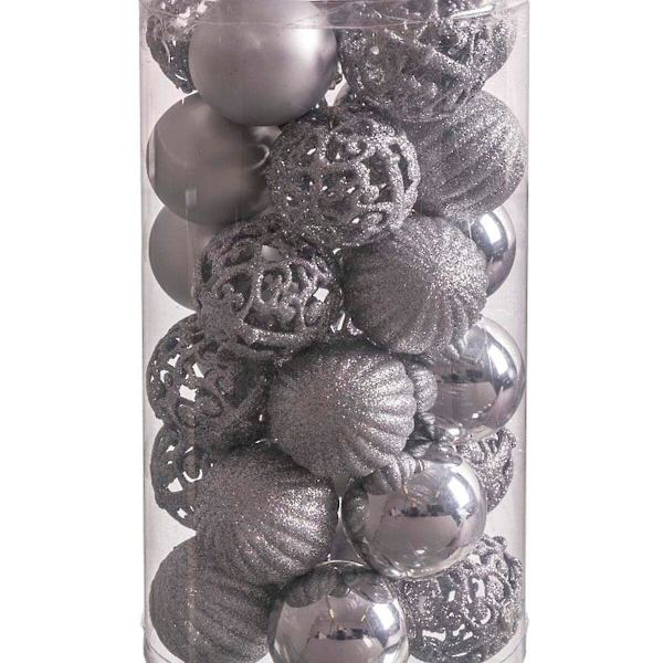 Julgranskulor Silver Plast 5 x 5 x 5 cm (30 stycken)