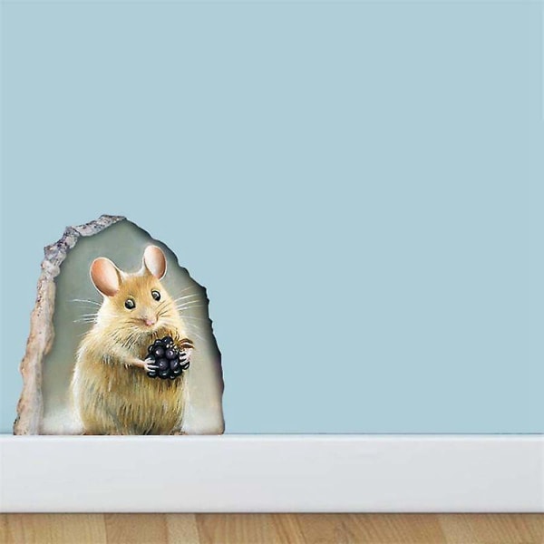 3d hål mus väggdekal Vardagsrum heminredning Söt mus väggdekal, 1 st