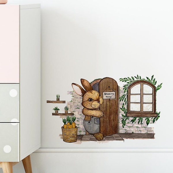 Et sett med Rabbit's House Wall Stickers, selvklebende veggdekorasjon