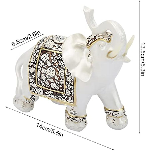 6 tommer dekorative elefant statue hvid farve harpiks held og lykke elefant feng shui samleobjekt ornament til hjemmekontor dekoration