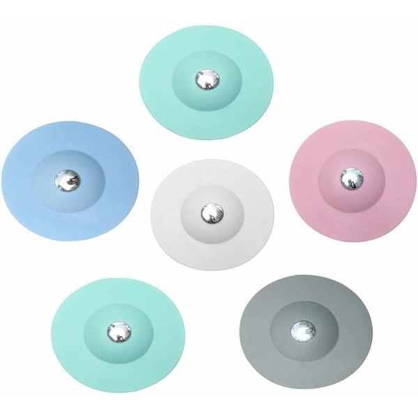 Diskbänkspropp, 6 delar universal avloppspropp, badkarspropp, Universal diskbänk, för diskbänk i badrum (blå, grön, rosa, grå, vit)