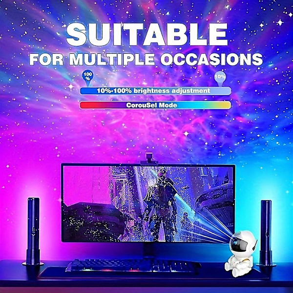 1pc Astronaut Stjärnhimmel Projektorlampa Kosmonaut Atmosfär Nattljus Plast Rymdman Laser Nebula Ljus Med Ryggsäck Knapp Display Fjärrkontroll