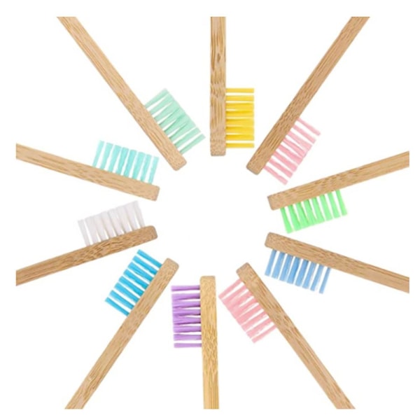 Sett med 10 stk bambus tannbørster for barn