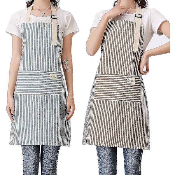 Förkläden för kvinnor, 2-pack, justerbara bib-förkläden med 2 fickor
