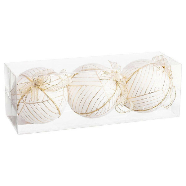 Julgranskulor Vit Polyfoam Tyg 10 x 10 x 10 cm (3 stycken)