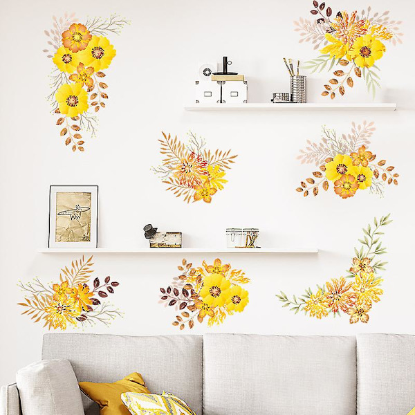 En uppsättning små gula blommor väggdekaler kreativa väggdekaler för vardagsrum barnrum kök kakel vuxen tonåring