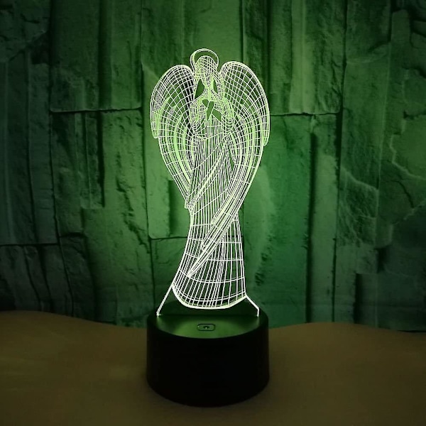 3D Engel nattlys illusjonslampe 7/16 fargeendring LED-lampe USB-strøm fjernkontroll bordgave barnegavene dekorasjoner jul valentinsdag