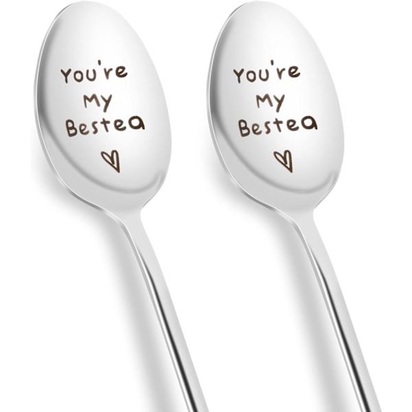 Coffee Spoon,2pcs Stainless Steel Tea Spoon,Engraved Spoon Lovers Gift-Wedding Gifts for Couple-Spoon Gifts