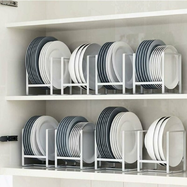Tallriksställ Organizer, 2-pack 12x14cm Tallrikshållare Vertikal Metall Diskförvaringsorganisatör Dörrställ för Köksbänk Skåp Skåp Husbil (Vit??)