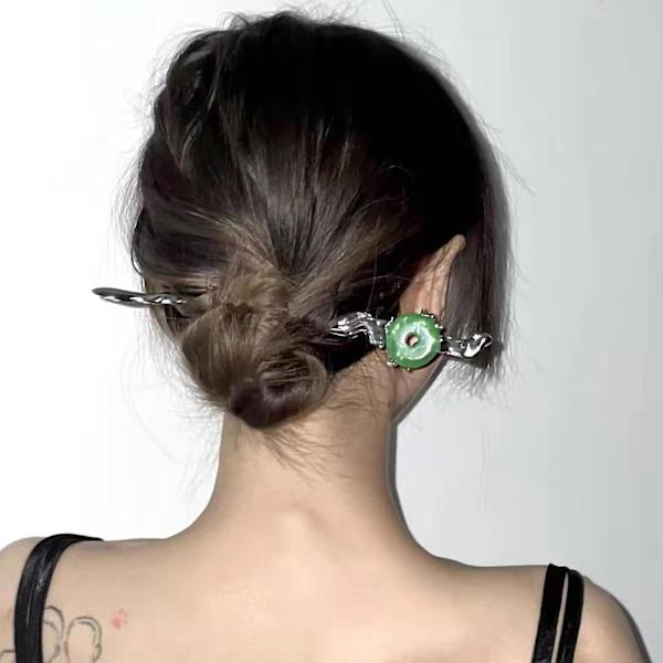 Hieno Jade-koristeinen hiusneula hiustikku Alloy hiushaara hiustyylin luomiseen