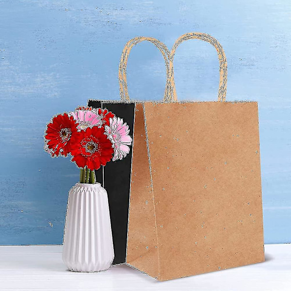 25 Kraftpåsar, Papperspåse, Presentpåse, 18 * 10 * 25 Cm Kraftpåse, Presentpåse, Svart