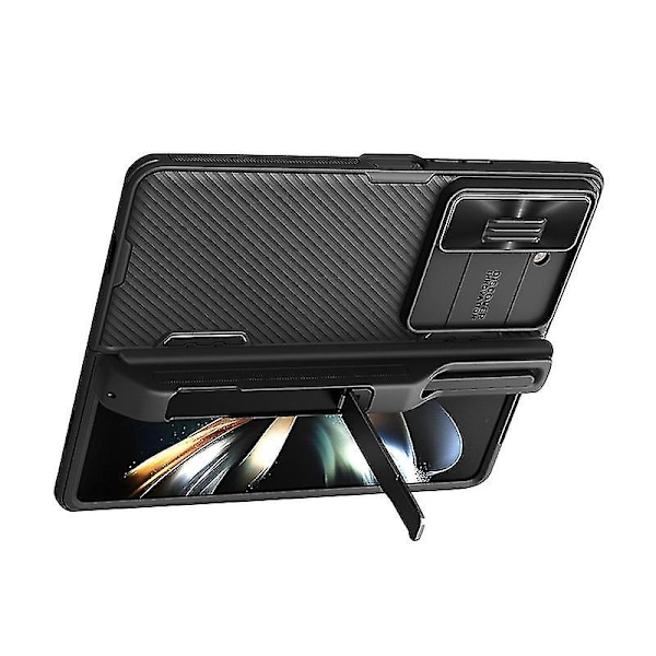 Case For Samsung Galaxy Z Fold 5 With Kickstand & S Pen Holder, Skin Feel Anti-scratch Shockproof Case With Camera Protection（Black）