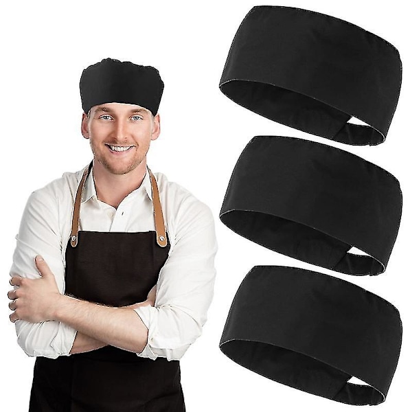 3pcs Chef Hats Adjustable Kitchen Cooking Caps Food Service Caps With Elastic