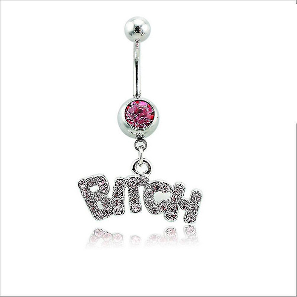 Krystal Knap Navle Ring (pink)