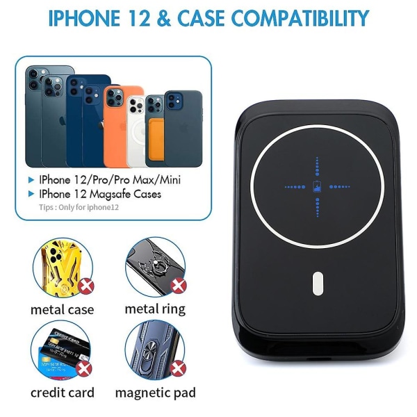 Magnetisk trådløs billader kompatibel med telefoner i 12-serien uten deksler og magnetdeksler, rask trådløs bilfeste med sikker luftventilklemme